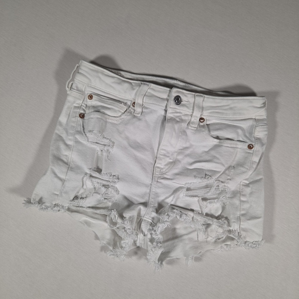 American Eagle Shorts Hi Rise Shortie Cutoff Denim Womens‎ Size 4 White